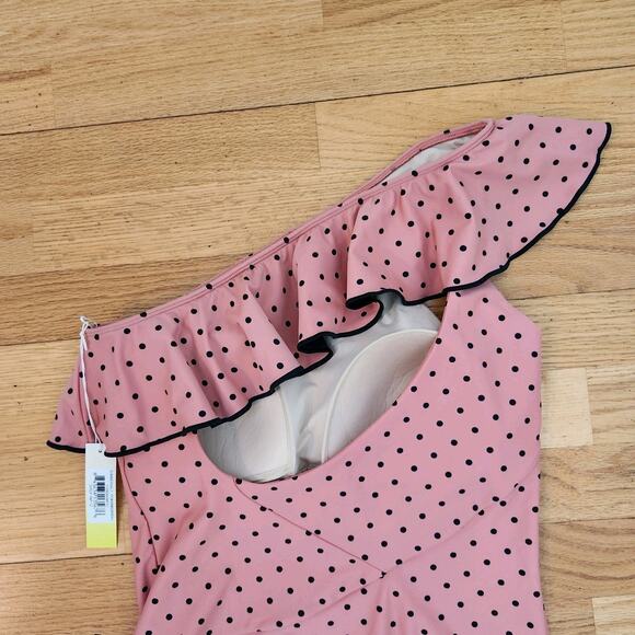 New Summersalt Swimsuit Sz 12 Womens OnePiece Ruffle Sidestroke Bathing Polkadot - Picture 4 of 10